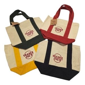 TRADER JOE'S Holiday Mini Canvas Totes-Set Of 4